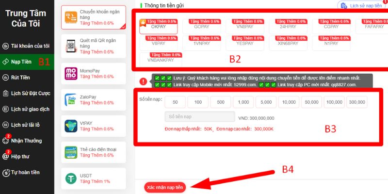Cách nạp tiền nhanh nhất vào qq88